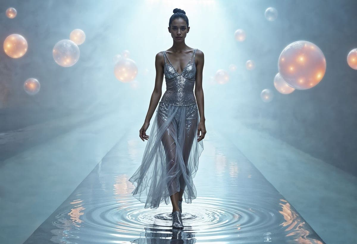 Modelo desfilando en una pasarela de moda, imagen que ilustra el arranque de la Fashion Week de Madrid